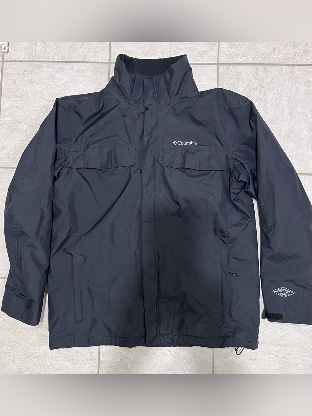 Columbia Interchange Men's Black Full Zip Jacket Size L Omni Tech Waterproof